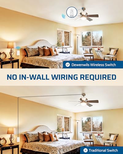 DEWENWILS Wireless Light Switch Kit - No Wiring, 10A/1000W, 100 Ft RF Range, Remote Control for Ceiling Lights, Fans, Lamps - Image 2