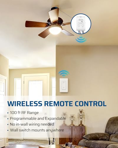 DEWENWILS Wireless Light Switch Kit - No Wiring, 10A/1000W, 100 Ft RF Range, Remote Control for Ceiling Lights, Fans, Lamps - Image 4