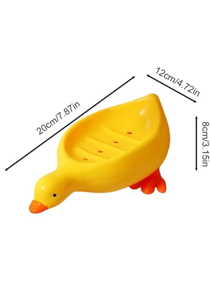 أطباق صابون للحمام - أطباق صابون الحمام لتصريف البط، أطباق صابون الحمام اللطيفة، صندوق صابون كبير للعائلة، حامل صابون لغرفة الاستحمام، حوض استحمام مع فتحة صغيرة لتصريف المياه (اصفر)1 - Image 4