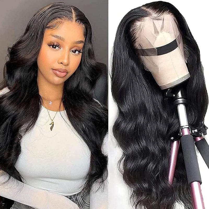 Body Wave Lace Front Wigs Human Hair Pre Plucked 13x4 Lace Frontal Wigs Human Hair for Black Women 180% Density Brazilian Glueless Wigs Human Hair 22 Inch