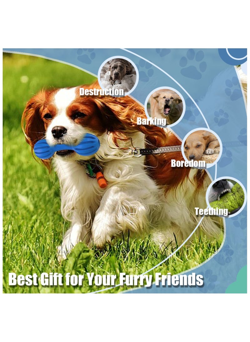 MIIXUER 3-Pack Blue TPR Dog Toy Set – Tug Ring, Squeaky Bone, and Bell Dumbbell for Small and Medium Dogs, Durable and Fun Interactive Play Toys  - Image 4