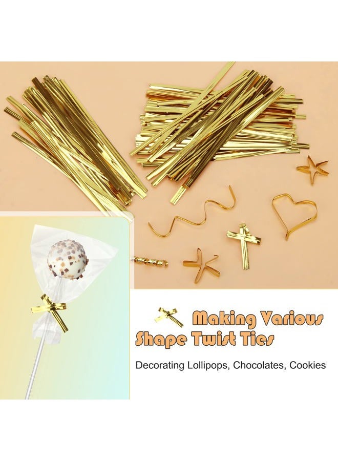 Windspeed 300 PCS Acrylic Cake Pop Sticks and Wrappers Set, Cake Pop Bags with Ties and Sticks Including 100 Pcs 6 inch Clear Sticks for Cake Topper, 100 Pcs Gold Twist Ties and 100 Pcs Lollipop Bags - Image 4