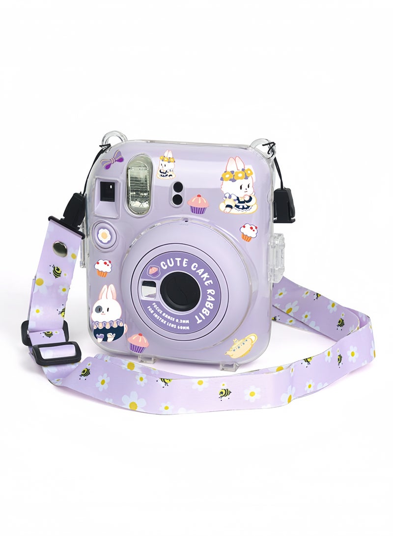 for Instax Mini 12 Case,Instant Camera Case Protective Camera Case with Shoulder Strap and Sticker,Protective Clear Case for Instax Mini 12 Instant Camera - Image 2