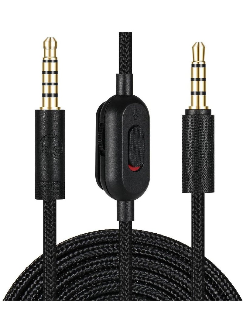 Replacement Audio Cable for G433 Headphones,Aux Cord Braided Wire with Volume Control Mic Mute Compatible with Logitech G Pro X G Pro G233 Gaming Headsets (Black) - Image 1