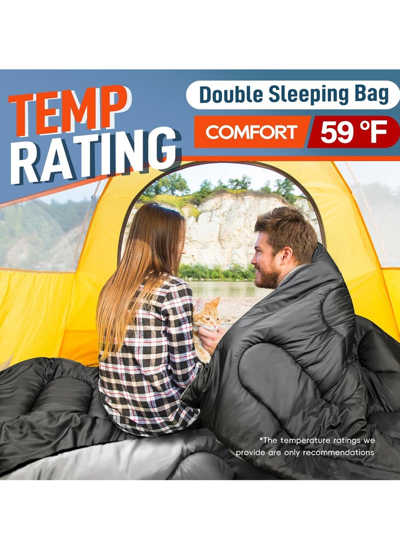 AUTOYSUR 3.2kg 230*160cm Sleeping Bags for Adults, Double Sleeping Bag with 2 Pillows Waterproof Sleeping Bag for Kids 2 Person Cold Weather Sleeping Bags for Family Teens Camping Backpacking Hiking Outdoor  - Image 2