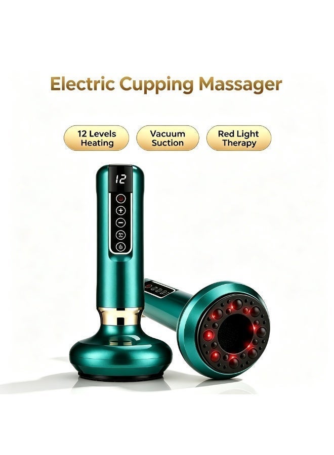 Rechargeable Electric Vacuum Cupping Massager with 12 Adjustable Intensity Levels, Portable Body Gua Sha Scraping Tool, Vacuum Therapy Massage Device for Full Body Muscle Relief, Relaxation and Fat Burning - Image 2
