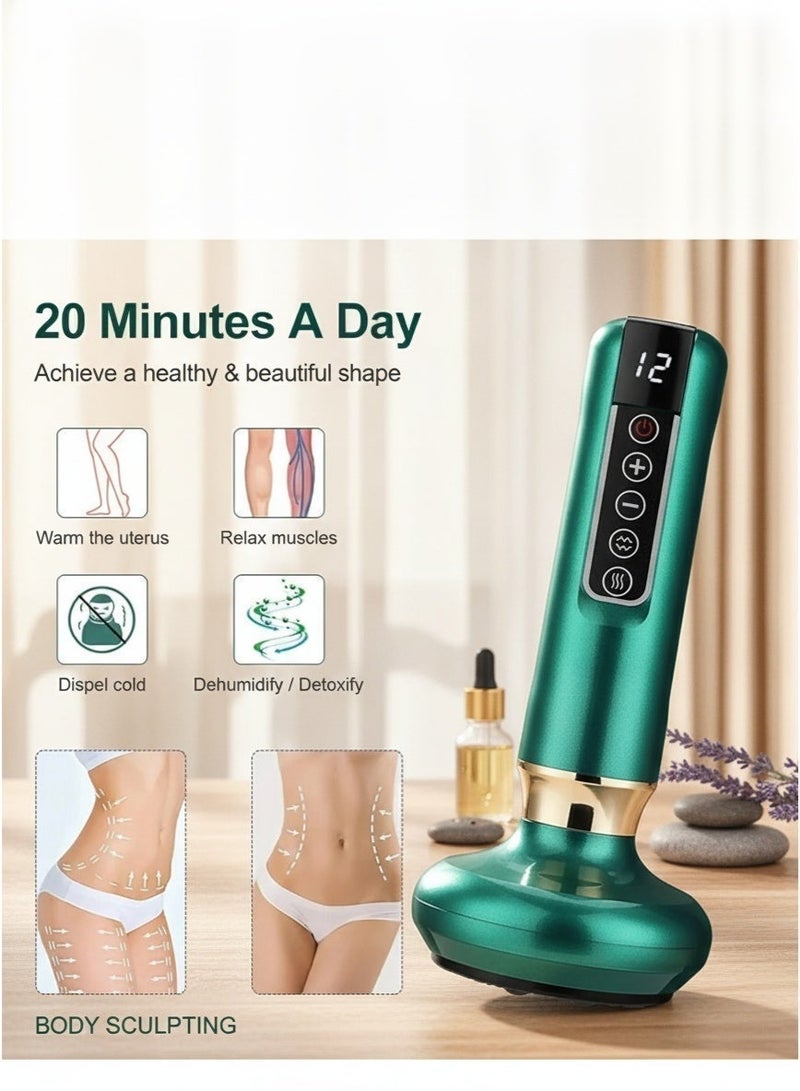 Rechargeable Electric Vacuum Cupping Massager with 12 Adjustable Intensity Levels, Portable Body Gua Sha Scraping Tool, Vacuum Therapy Massage Device for Full Body Muscle Relief, Relaxation and Fat Burning - Image 4