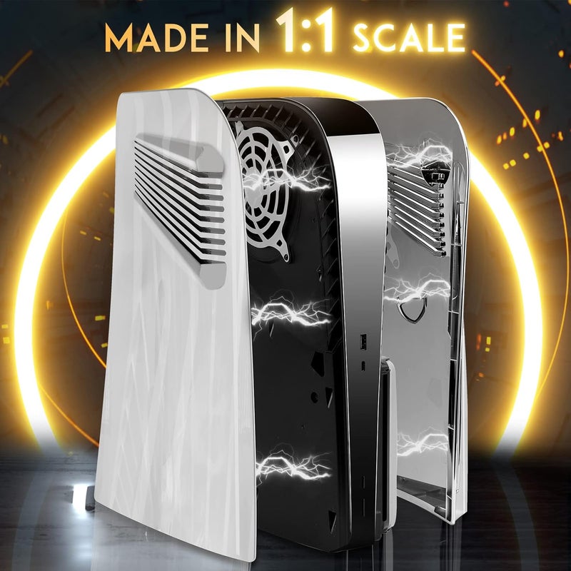 SIKEMAY PS5 Plates for PlayStation 5 Disc Edition, PS5 Face Plates Cover Shell with Cooling Vents, ABS Hard Shockproof Protective Console Accessories Faceplate Skin Case (Silver) - Image 4