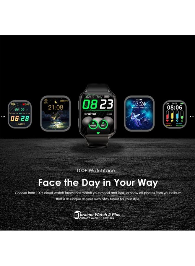 Oraimo 300 mAh Watch 2 Plus Smartwatch 1.69 Inch Bluetooth Calling Black - Image 5