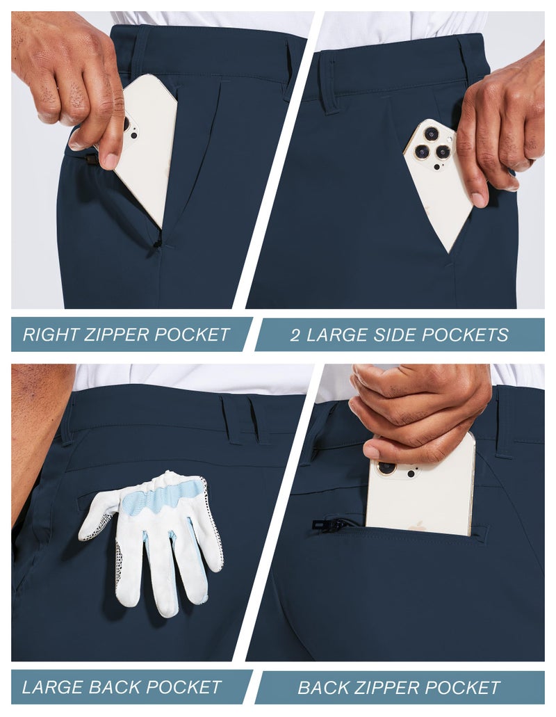PULI Mens Golf Shorts 7 Inch Inseam Business Dress Casual Stretch Work Hiking Quick Dry Lightweight with Pockets Navy 34 - Image 5