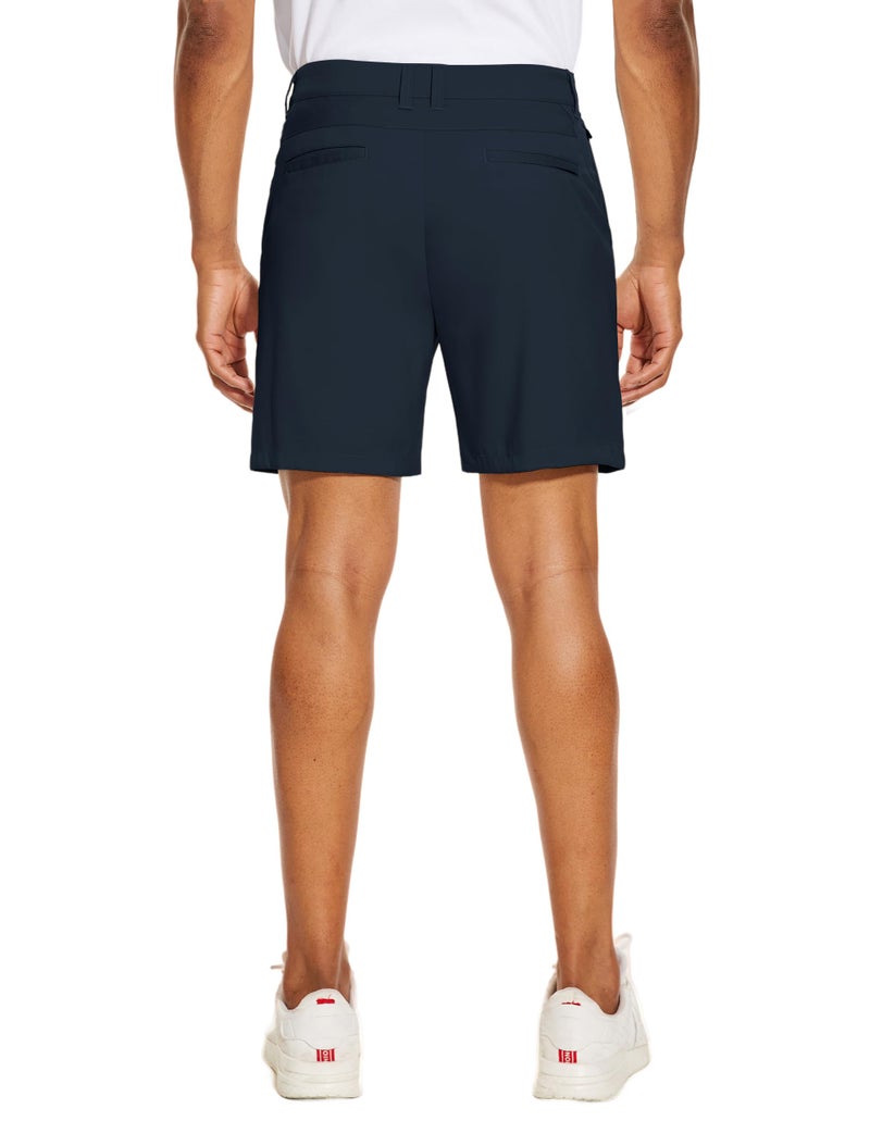 PULI Mens Golf Shorts 7 Inch Inseam Business Dress Casual Stretch Work Hiking Quick Dry Lightweight with Pockets Navy 34 - Image 4