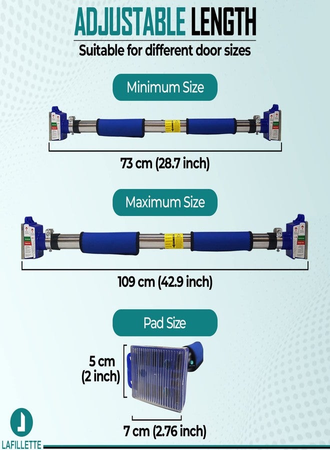 LAFILLETTE Door Frame Stretch Rod Without Screw Horizontal Bar Home Gym Load 300 Kg (Blue) - Image 2