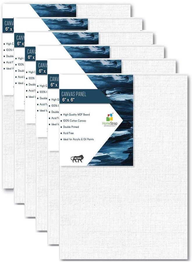 Homestrap Cotton Canvas Board Medium Grain 6 X 6 Inch - Pack of 6 - White(Featured on Shark Tank) - Image 1