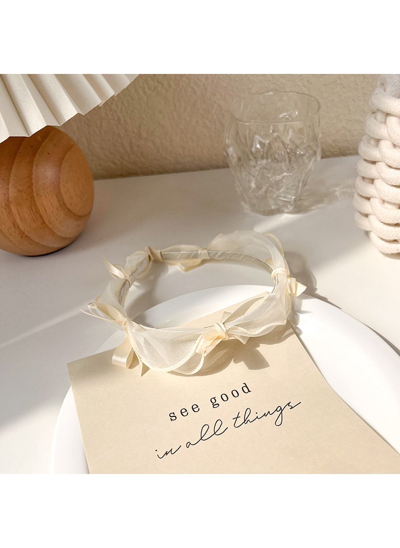 Generic Beige Cream Hairband Wide-brimmed Internet Celebrity High Cranial Top Pressure Hair All-match Outgoing Trend Fashion Sense Hairpin Headband 10# 20119A 