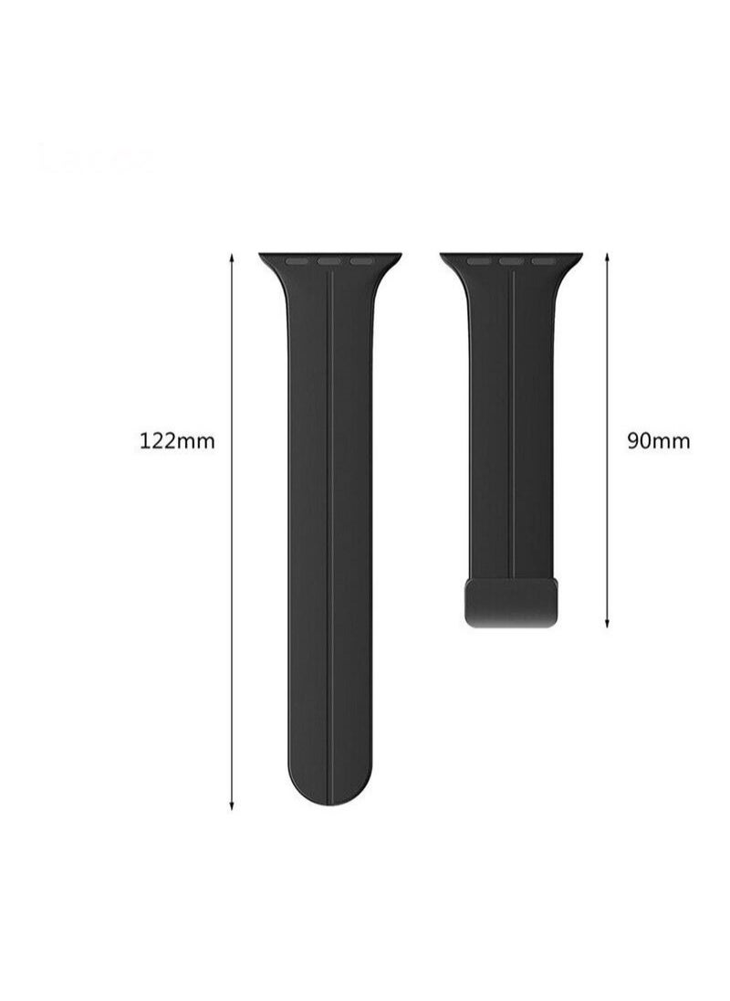 Generic - High Quality Silicone Band iWatch Sports Strap with Magnetic Lock for Apple Watch 44mm 45mm and Ultra 49mm 8 SE 7 6 5 Black - Image 1