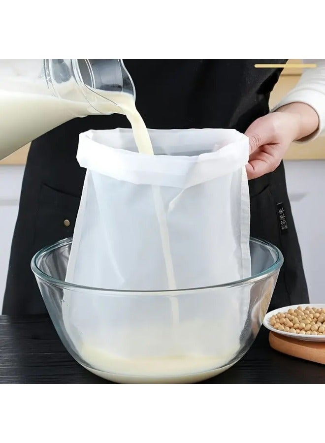 أكنزلмед 5 قطع من أكياس فلتر النايلون الشبكية الدقيقة القابلة لإعادة الاستخدام لتحضير كعكة الجبن والقهوة وحليب الجوز وغيرها - مصافي مطبخ متينة متعددة الاستخدامات، لتصفية عصير الخضار والشاي - أداة مطبخ أساسية - Image 1