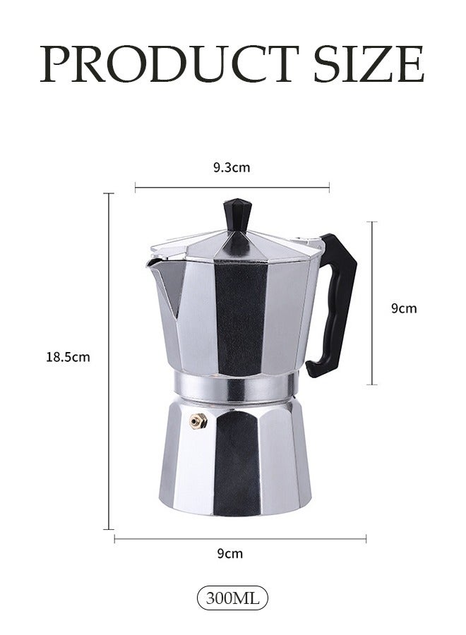 DUNISO 6 Cup Aluminum espresso percolator, portable coffee pot Mocha pot, Moka stove coffee machine,  suitable for home offices，300ML  - Image 3