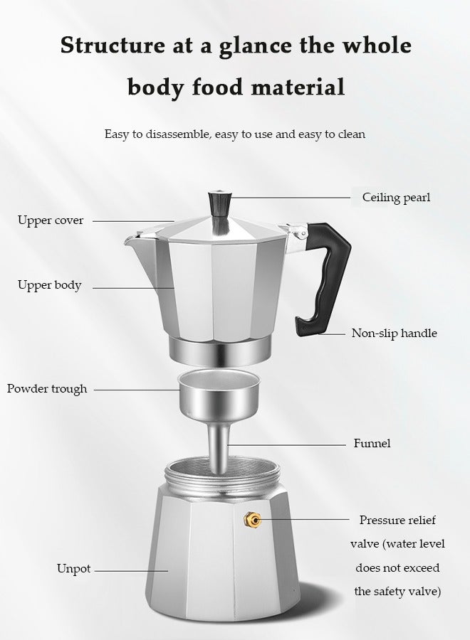 DUNISO 6 Cup Aluminum espresso percolator, portable coffee pot Mocha pot, Moka stove coffee machine,  suitable for home offices，300ML  - Image 5