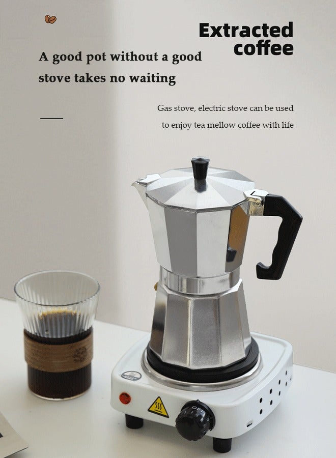 DUNISO 6 Cup Aluminum espresso percolator, portable coffee pot Mocha pot, Moka stove coffee machine,  suitable for home offices，300ML  - Image 4
