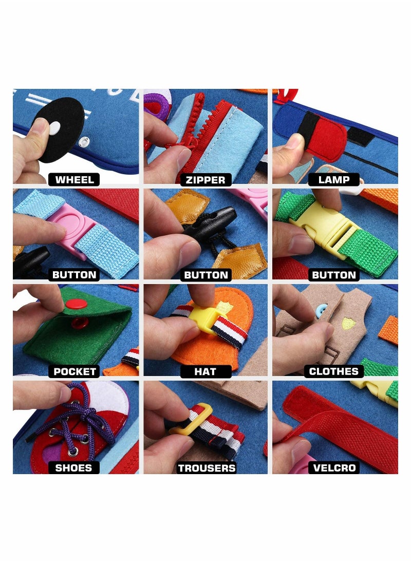 Y&D Toddler Busy Board 14 in 1 Activity Montessori Toy for Fine Motor Basic Skills, Preschool Sensory Boys Girl, Learning Gift Airplane Car Travel(Police Style)  - Image 5