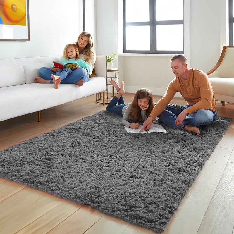 Ophanie Rugs for Living Room, Upgrade Non-Slip Fluffy Soft 5x8 Area Rug, Shag Large Fuzzy Plush Carpets for Bedroom Grey, Shaggy Gray Kids Boys Girls Dorm Nursery Home Decor Aesthetic - Image 3