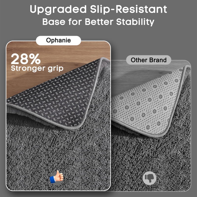 Ophanie Rugs for Living Room, Upgrade Non-Slip Fluffy Soft 5x8 Area Rug, Shag Large Fuzzy Plush Carpets for Bedroom Grey, Shaggy Gray Kids Boys Girls Dorm Nursery Home Decor Aesthetic - Image 4