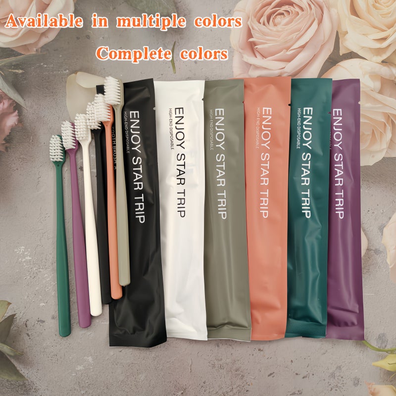 Grey Disposable Toothbrush Set 6 Pack Soft Bristles For Travel Home Hotel - Image 3
