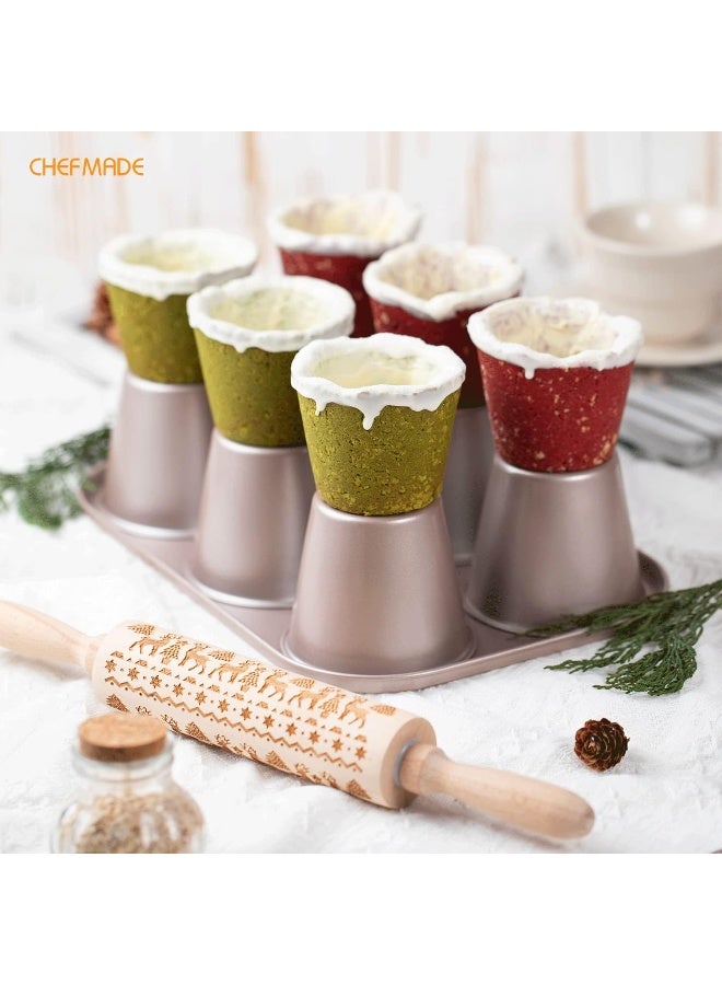 chefmade قالب كعك مافن CHEFMADE، 6 تجويف، قالب كب كيك عملاق غير لاصق لخبز الفرن - Image 3