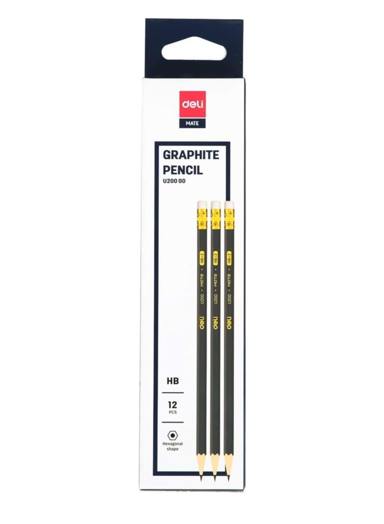 Deli قلم رصاص جرافيت HB مكون من 36 قطعة مع ممحاة أسود/أصفر - Image 2