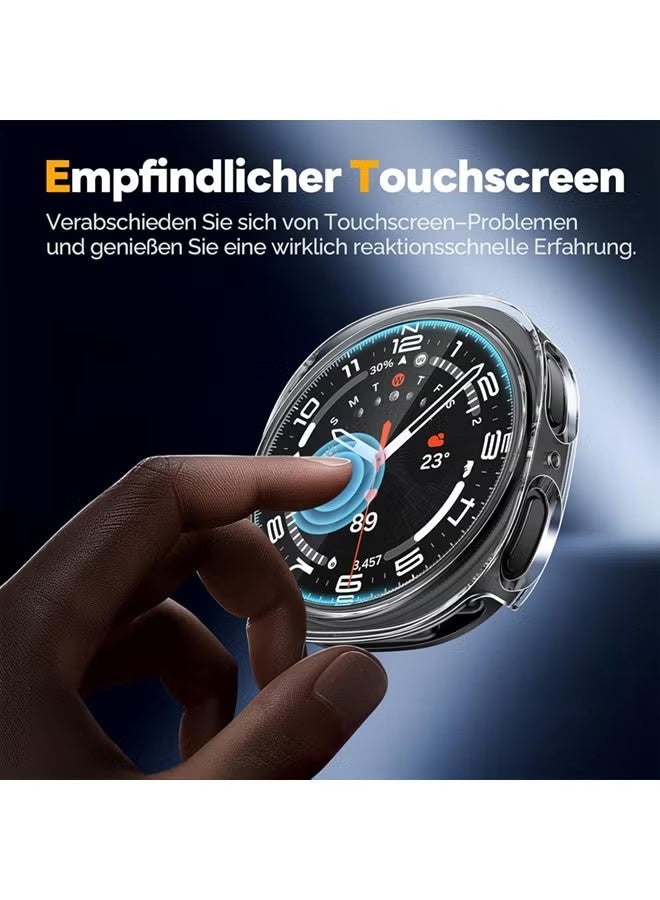 Samsung Galaxy Watch 8 Screen Protector Case 44mm Accessories, Protective Face Cover, Hard Bumper Built-in Tempered Glass Film - Image 2