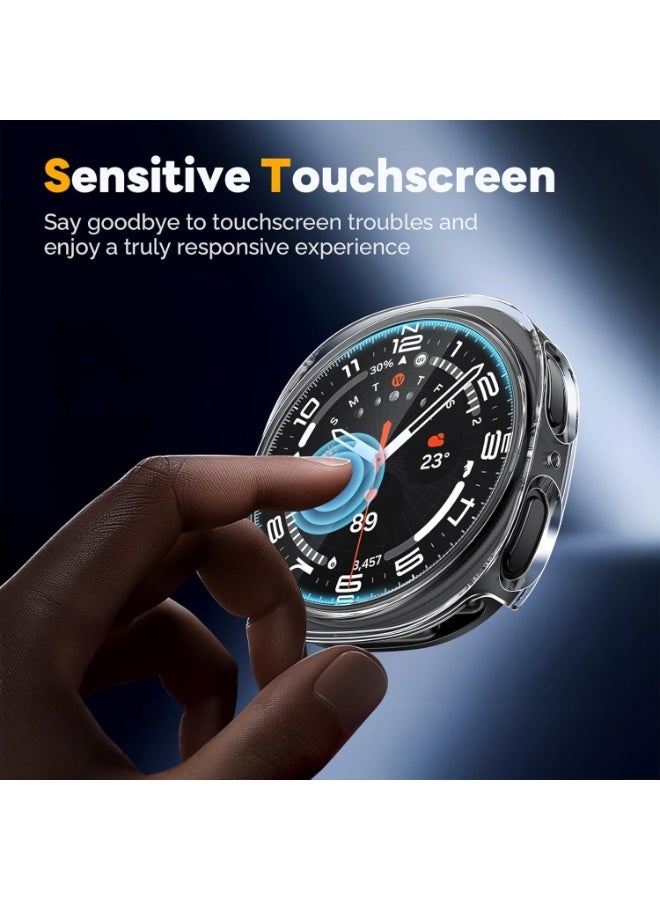 Samsung Galaxy Watch 8 Screen Protector Case 44mm Accessories, Protective Face Cover, Hard Bumper Built-in Tempered Glass Film - Image 4