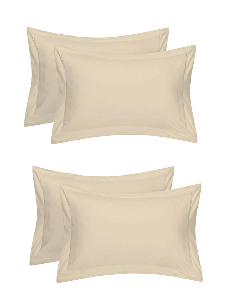 Rj Products™ Plain Solid Pillow Covers King Size Set of 4 (Cream_Beige) - Image 1
