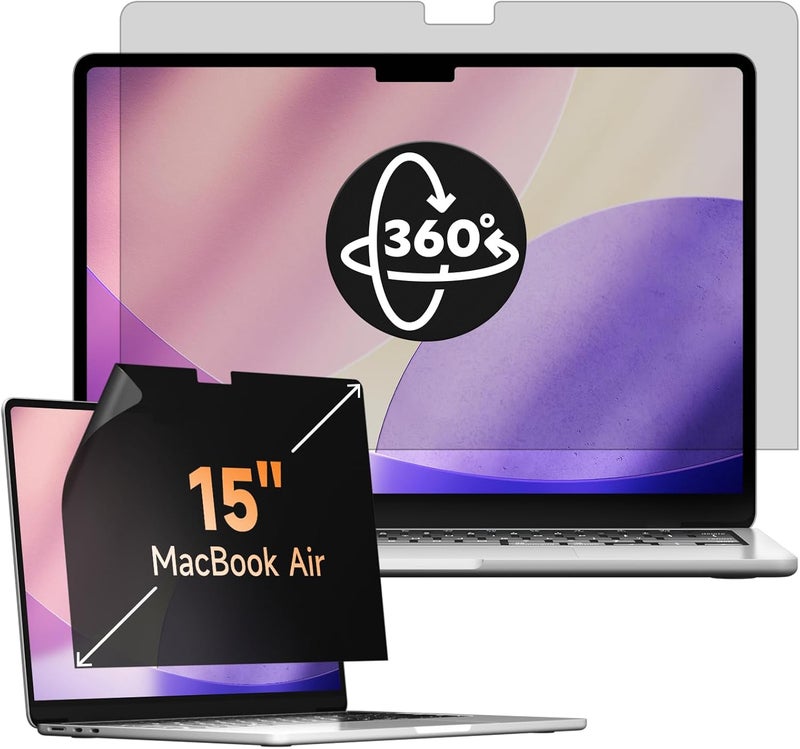 Mamol 360° Privacy Filter for MacBook Air 15 Inch M4 2025 / M3 2024 / M2 2023, Anti-Spy Filter/Light Blue Privacy Screen Filter for Mac 15.3 Inches - Image 1