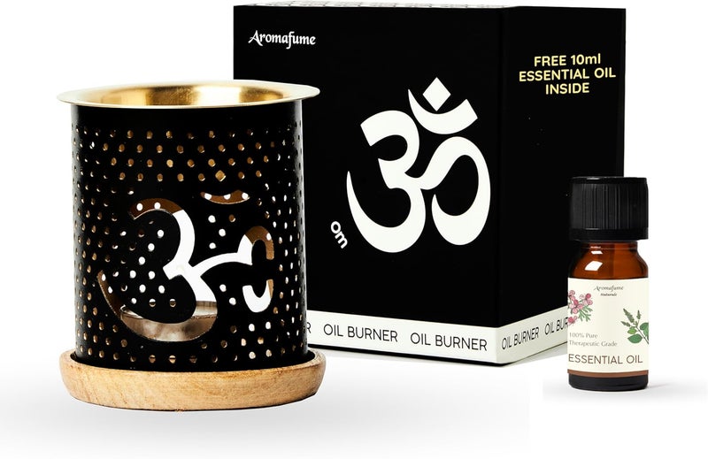 Aromafume Om Essential Oil Burner | Oil Diffuser with Candle | Brass Burner with 10ml Essential Oil