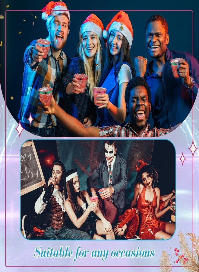 Zhehao 100 Pcs 9 oz Christmas Rimmed Plastic Cups Clear Disposable Wine Glasses Heavy Duty Cocktail Cups for Wedding Birthday Holiday Party Reception(Blue, Green, Hot Pink, Purple) - Image 3