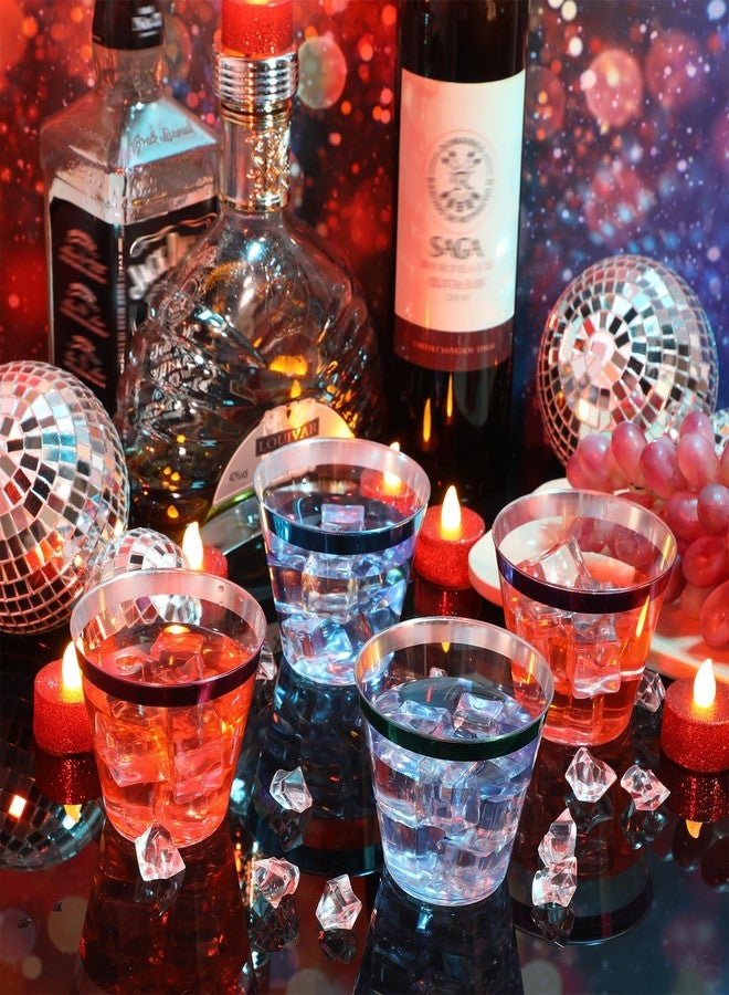 Zhehao 100 Pcs 9 oz Christmas Rimmed Plastic Cups Clear Disposable Wine Glasses Heavy Duty Cocktail Cups for Wedding Birthday Holiday Party Reception(Blue, Green, Hot Pink, Purple) - Image 4