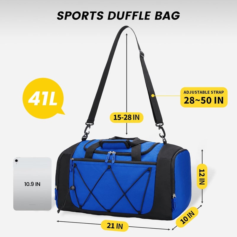 Vorspack Gym Bag for Men - Sports Bags with Shoes Compartment, Club Bag, Duffle Bag for Travel - 21 Inches & Blue - Image 2