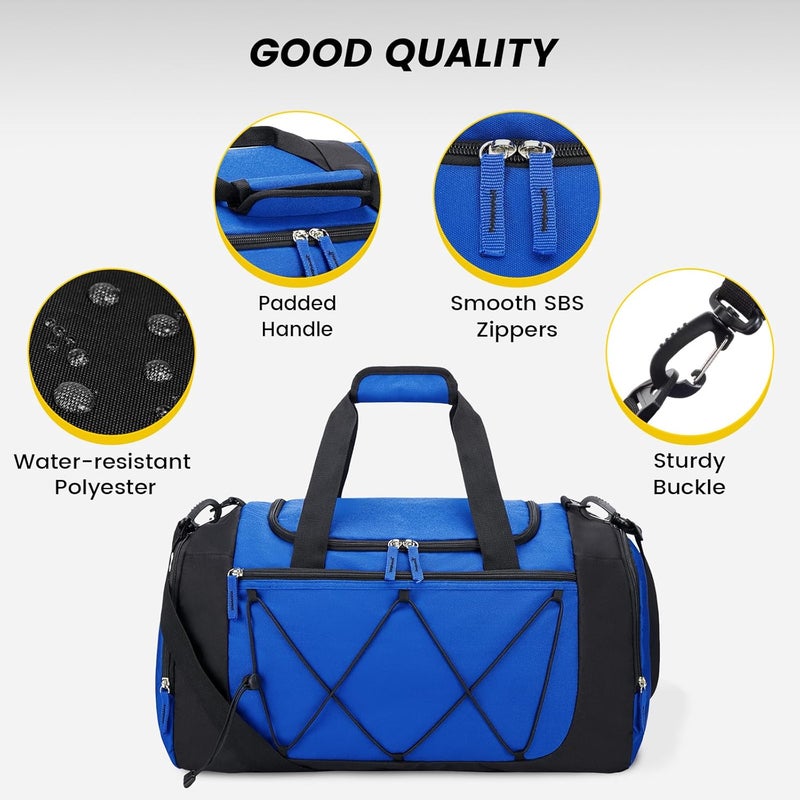 Vorspack Gym Bag for Men - Sports Bags with Shoes Compartment, Club Bag, Duffle Bag for Travel - 21 Inches & Blue - Image 5