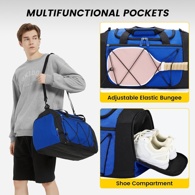 Vorspack Gym Bag for Men - Sports Bags with Shoes Compartment, Club Bag, Duffle Bag for Travel - 21 Inches & Blue - Image 4