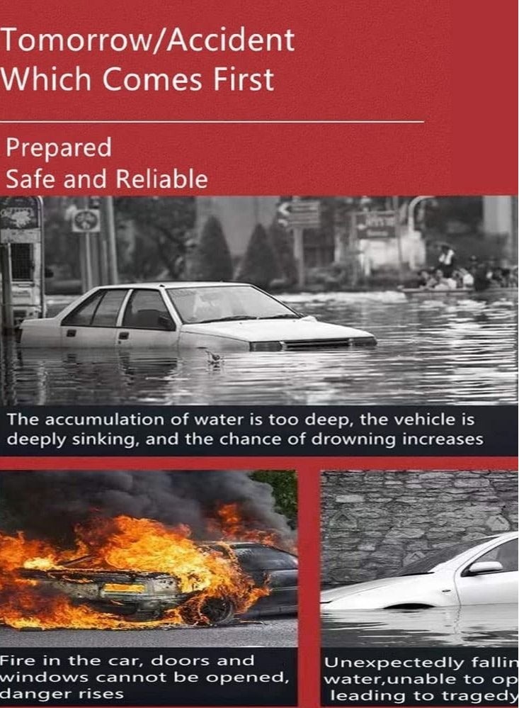 Captaintech Portable Safety Hammer Emergency Escape Tool,Multi-Function Window Breaker with Seatbelt Cutter Car Glass Breaker Life-Saving Emergency Artifact One Second Broken Window Escape Tool(Red) - Image 4