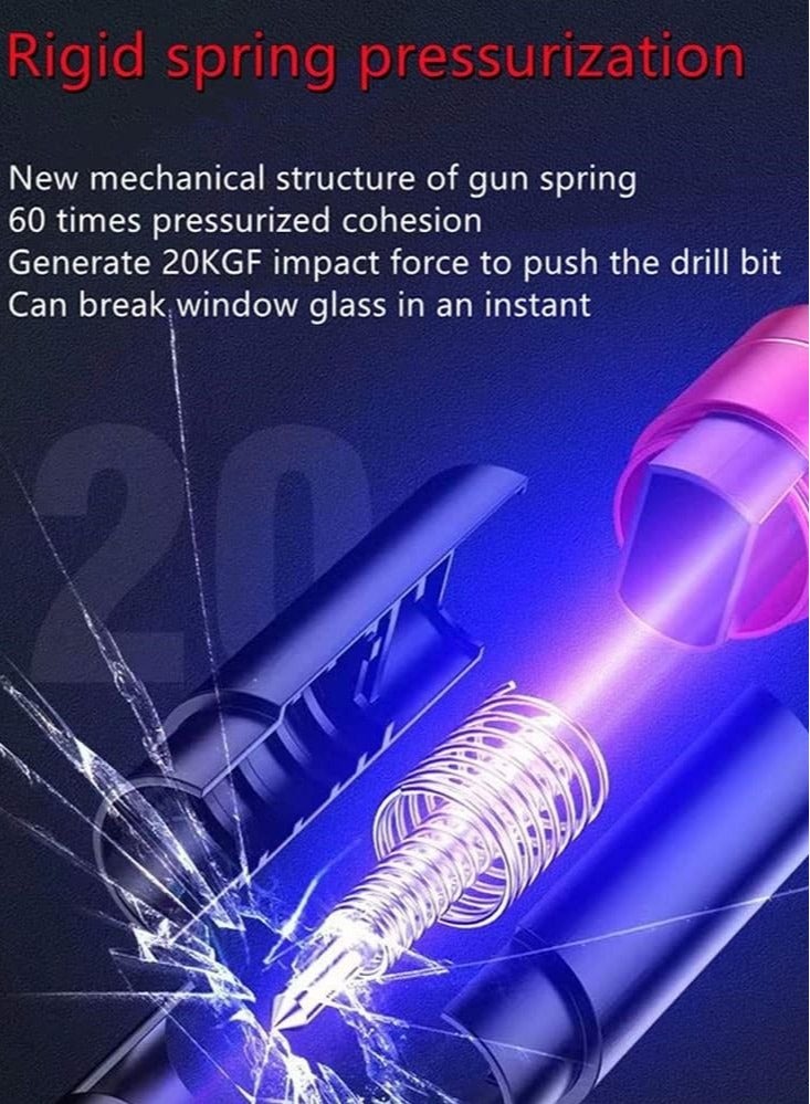 Captaintech Portable Safety Hammer Emergency Escape Tool,Multi-Function Window Breaker with Seatbelt Cutter Car Glass Breaker Life-Saving Emergency Artifact One Second Broken Window Escape Tool(Red) - Image 5