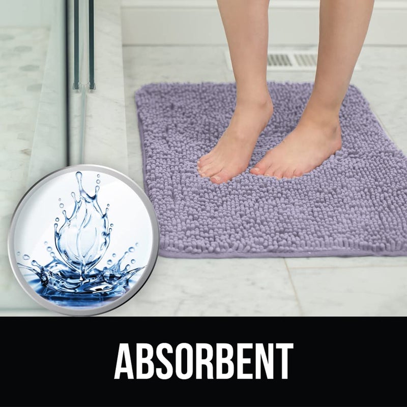KANGAROO Bathroom Rugs, Chenille Soft Absorbent Bath Rug, Shaggy Shower Mat, Quick Dry Machine Wash Bathmat, Plush Carpet Mats for Tub, Bathtub and Room Home Decor Accessories, 24x17, Light Purple - Image 5