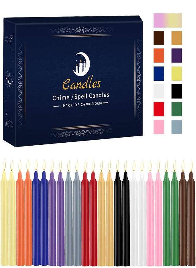 Kunrsug 24 Pack Assorted Color Spell Chime Candles – Premium Mini Unscented Taper Candles for Rituals, Prayer, Birthdays, Meditation, Altar, Spells, Chime Candles - 4 Inch Tall - Ideal for Witches - Image 1