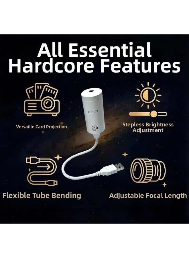 جهاز عرض النجوم عالي الدقة مع دوران مرن 360 درجة، يعمل بمنفذ USB، مادة ABS، أبيض - Image 4