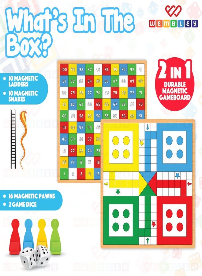 Wembley 2-in-1 Magnetic Ludo Board Game | Travel Friendly Toy with Removable Snake and Ladder | Repositionable Snakes & Ladders Toys for 3+ Year Old Kids - Image 2