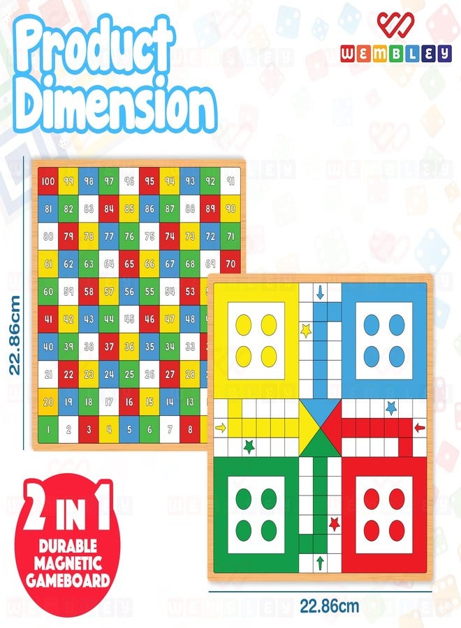 Wembley 2-in-1 Magnetic Ludo Board Game | Travel Friendly Toy with Removable Snake and Ladder | Repositionable Snakes & Ladders Toys for 3+ Year Old Kids - Image 3
