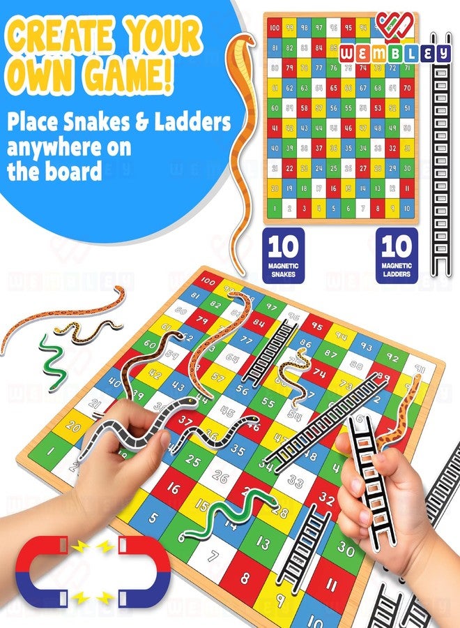 Wembley 2-in-1 Magnetic Ludo Board Game | Travel Friendly Toy with Removable Snake and Ladder | Repositionable Snakes & Ladders Toys for 3+ Year Old Kids - Image 4