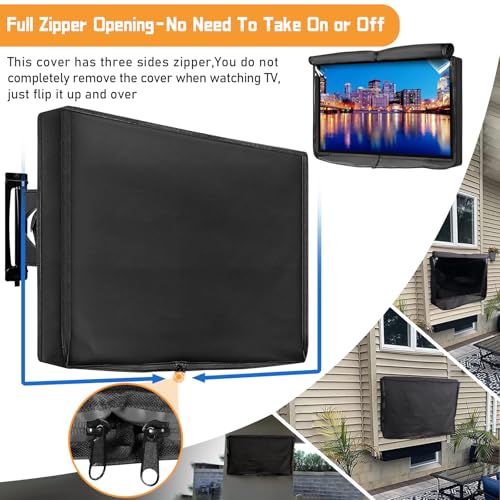 2win2buy Outdoor TV Cover 60 to 65 Inch Weatherproof, Waterproof Outside TV Covers Heavy Duty 600D Oxford TV Covers Outdoor TV Screen Protectors Shield with Full Zippers and Velcro for Flat Screen Outdoor TVs - Image 2