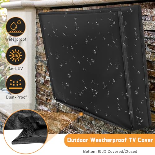 2win2buy Outdoor TV Cover 60 to 65 Inch Weatherproof, Waterproof Outside TV Covers Heavy Duty 600D Oxford TV Covers Outdoor TV Screen Protectors Shield with Full Zippers and Velcro for Flat Screen Outdoor TVs - Image 3