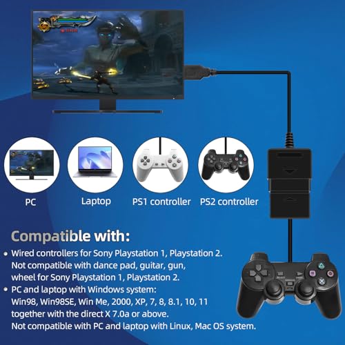 OSTENT USB Adapter Converter Cable Cord for Sony PlayStation 1/2 PS One PSX Wired Controller Gamepad Joystick to PC Laptop - Image 4
